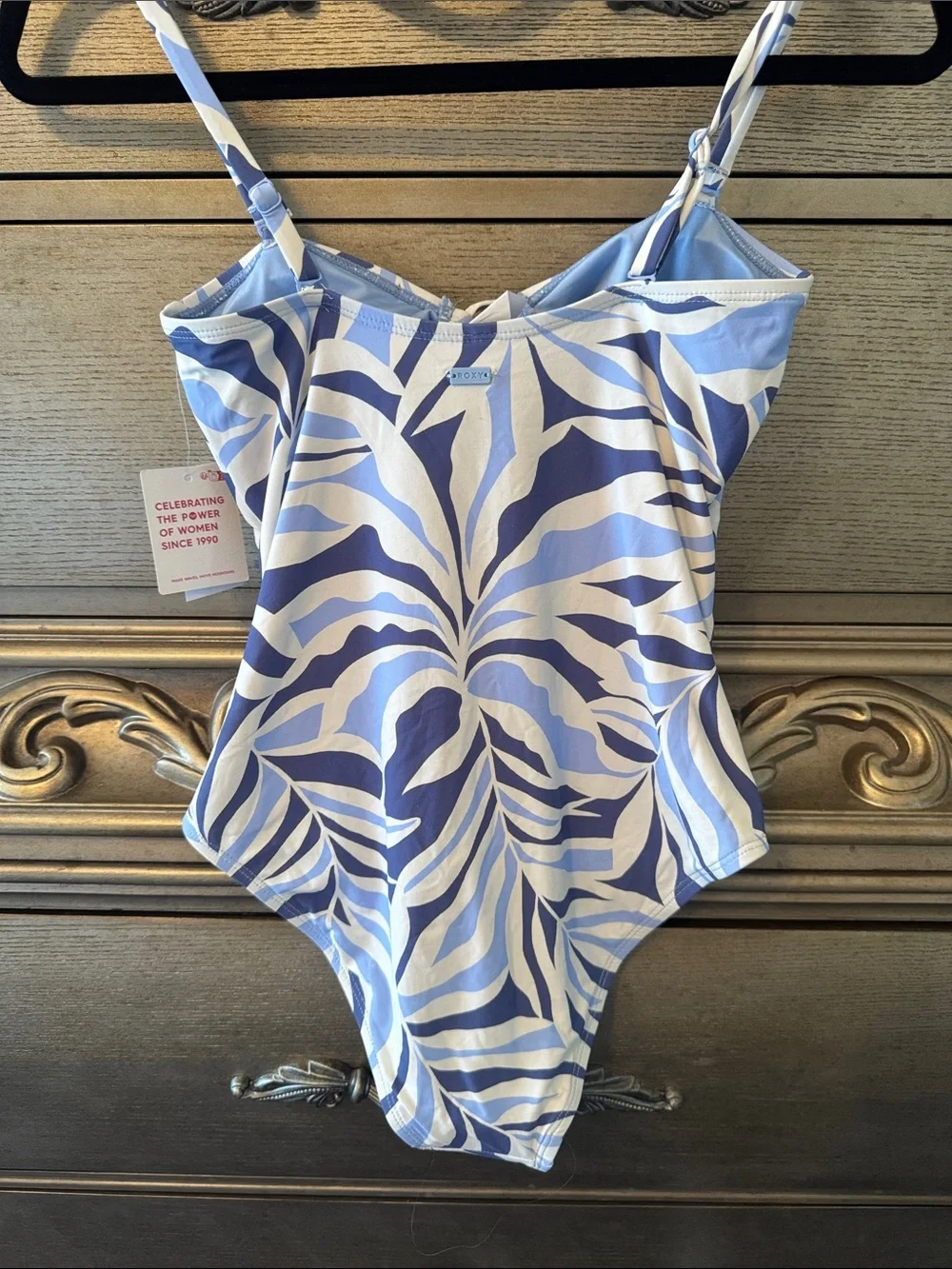 Roxy Women’s ' Light Blue & White Cutout One-Piece Swimsuit